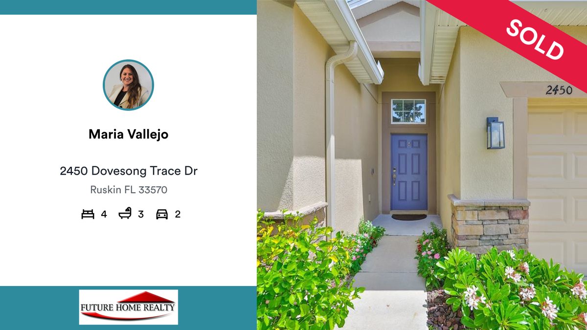 mariaps22's tweet photo. 🛌 4 🛀 3 🚘 2
📍 2450 Dovesong Trace Dr, Ruskin, FL, 33570

My latest sale on RateMyAgent.
SL 3440154
https://t.co/2kQesgC0Ix
...
#ratemyagent #realestate #FUTUREHOMEREALTY  #FloridaHomes #RealtorLife #HouseGoals #HomeBlessedHome #MariaSpagnuoloVallejo #TampaRealEstate https://t.co/MeH7bEvSMI