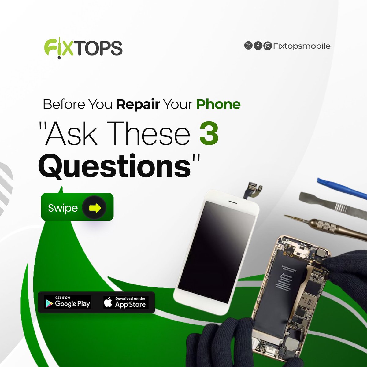 FixtopsNG's tweet image. 🔍 These 3 simple checks can save you from poor repairs and wasted money. At Fixtops, we proudly say YES to all three! ✅

📲 Book smart. Repair safe. Choose Fixtops.

#PhoneRepairTips #FixtopsApproved #SmartRepairs #CertifiedTechnicians #RepairWithConfidence #MobileFixExperts