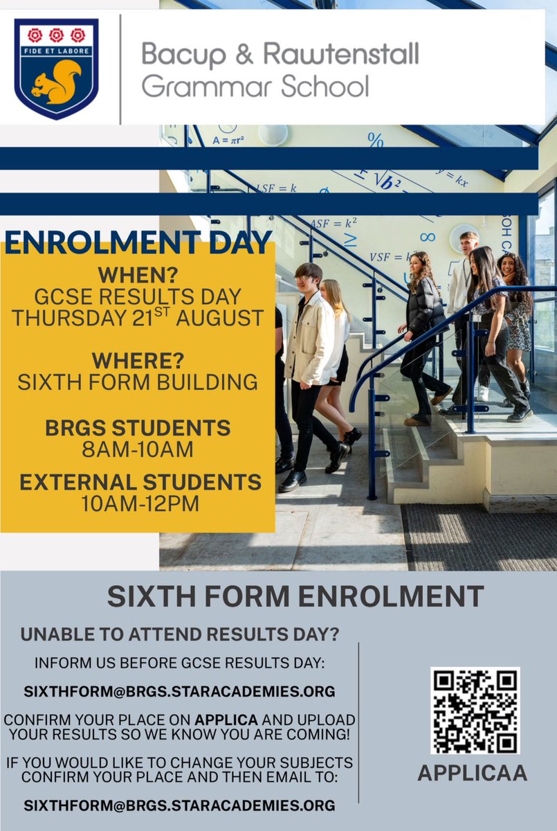 BRGS_1701's tweet image. Sixth Form enrolment for 2025 is now open! Secure your place &amp;amp; take the next step in your education journey. 📚📷 #SixthForm #Enrolment2025 #FutureReady