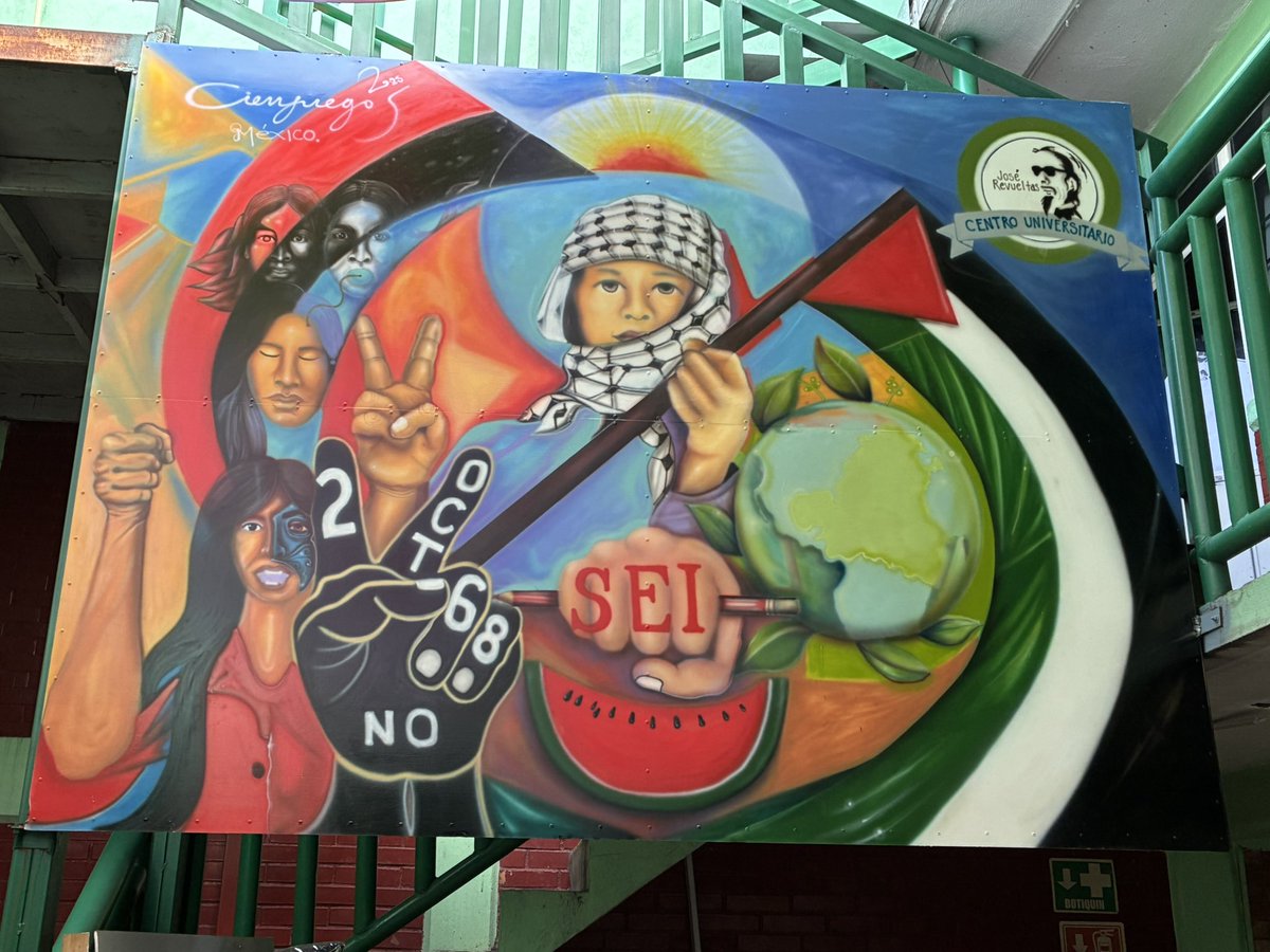 chavitaprepa82's tweet photo. Obra del artista popular Javier Campos Cienfuegos en el Centro Universitario José Revueltas de Cd. NEZA.
Alto al genocidio en Gaza.
Palestina libre ya!!
#CUJR
@aapayes @julioastillero @levmx666 @lajornadaonline @catrina_nortena @lhan55 https://t.co/o9VMUClg6W