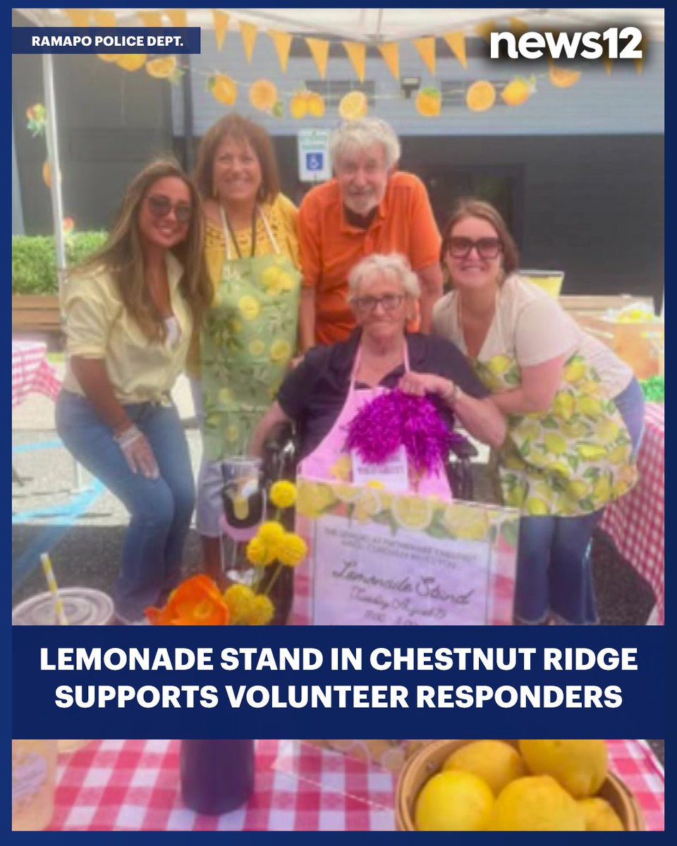 Ramapo police officers spent time with residents at the Promenade at Chestnut Ridge, where a lemonade stand was set up to raise money for the William Paul Faist Volunteer Ambulance Corps. - bit.ly/4lDrIzA