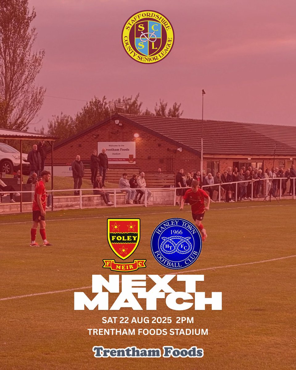 🏟 HOME GAME THIS SATURDAY!

🆚 Hanley Town Reserves
📅 Saturday 22nd August 2025
🕑 2:00 PM KO
🏟 Trentham Foods Stadium

Our Staffordshire County Senior League side are back on home soil as they face Hanley Town Reserves. 🔴⚫️

The first team don’t have a game this weekend, so