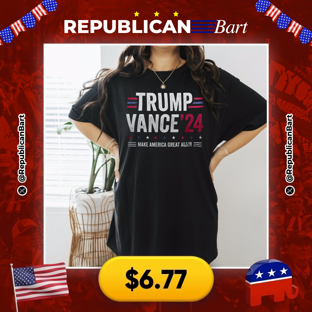 RepublicanBart's tweet image. GET YOUR MAGA GEAR! 🇺🇸🐘

👕 Trump Vance 2024 T-Shirt
💰 $6.77

🔗 s.click.aliexpress.com/e/_olx4gER

#Trump2024 #MAGA #PoliticalMerch
