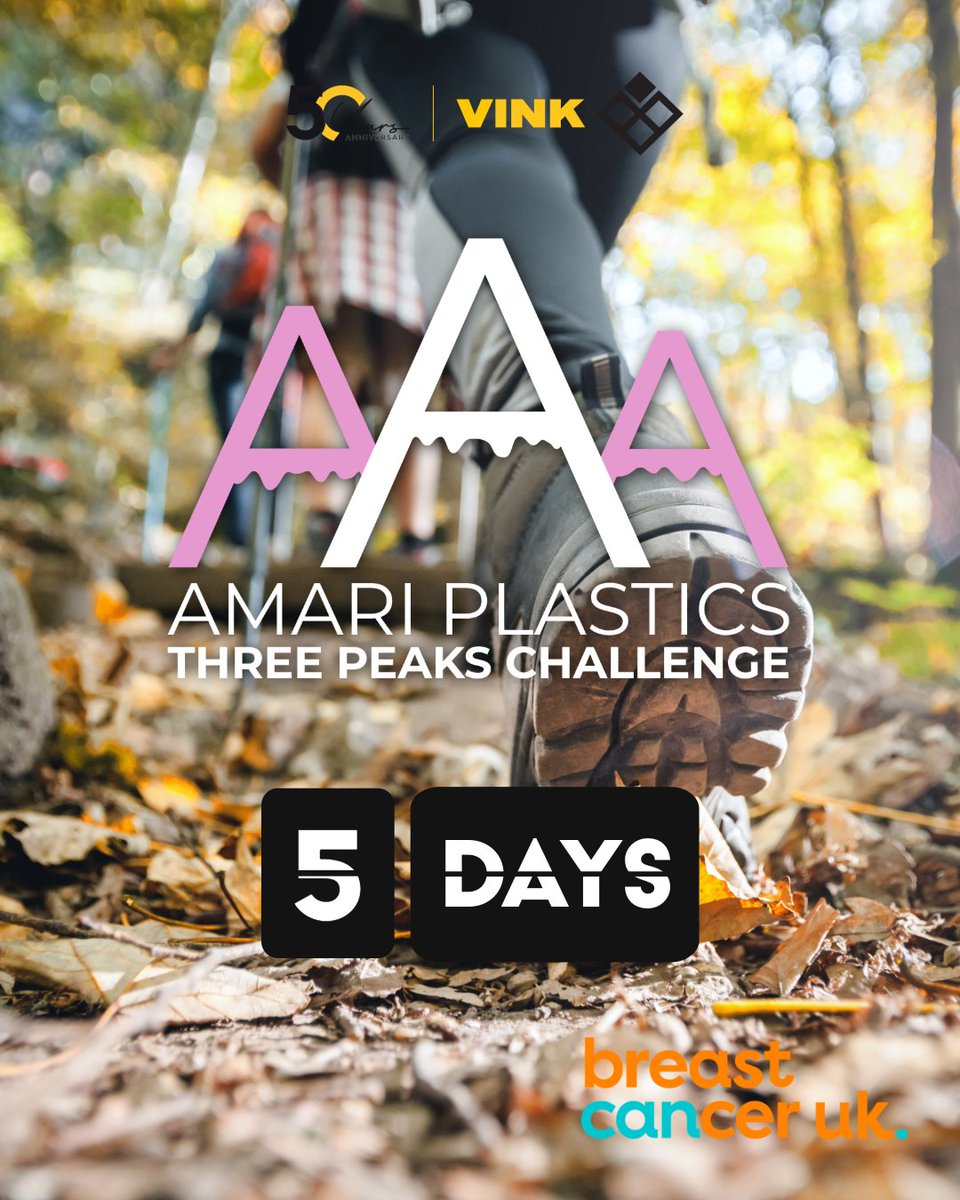AmariBirmingham's tweet image. There’s only 5 days to go until the Amari Plastics team take on the Three Peaks Challenge!

📆30 Aug • 🏔️ 3 Mountains • ⏱️ 24 Hours

Follow their updates or donate today at Just Giving: justgiving.com/page/amari3pea…

#ThreePeaksChallenge #ThreePeaks #3Peaks #BreastCancerUK