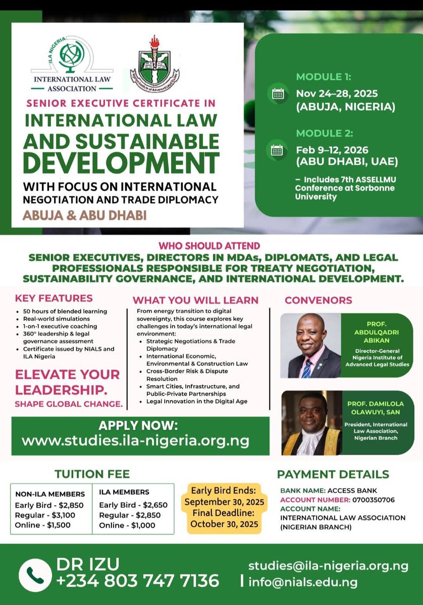 NIGERIAN INSTITUTE OF ADVANCED LEGAL STUDIES (@nialsorg) on Twitter photo 