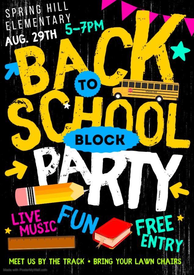 It’s time again for our annual Back to School Block Party! Meet us out on the track at 5pm on Friday, August 29 for fun, food, games, and more. We can’t wait to see you! 💚🐻💙

#DreamBelieveThinkAchieveBIG #BearNation #wheredembearsat
