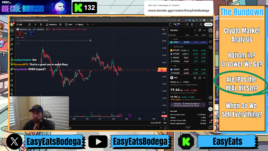 EasyEatsBodega's tweet image. Is ALT season just IPOs? 
Does Chamath's SPAC top tick the IPO market... again!? 

Live Right Now 
Discussing it all

Kick.com/EasyEats

Live Monday - Friday