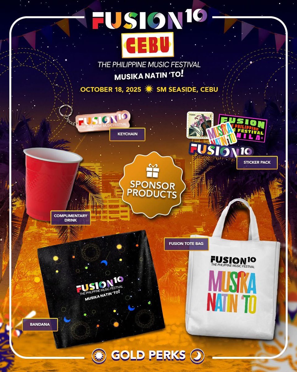 Ayaw lang og settle sa basic—kuha ang GOLD para sa kompleto nga Fusion Cebu experience! 🌟 

Dili lang ni ticket, kundi imong all-in pass sa music, vibes, ug memories.

Get your tickets now: ticketmelon.com/praxis/fusionC…

#FusionCebu2025 #MusikaNatinTo