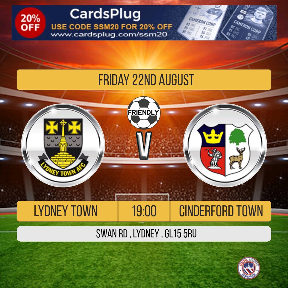 ⚽️⚽️ PRE SEASON FIXTURE ⚽️⚽️

This Friday we continue our Pre Season with a Away fixture v <a href="/LydneyTownAFC/">Lydney Town AFC</a> 18s.

Kick Off 7.00pm.