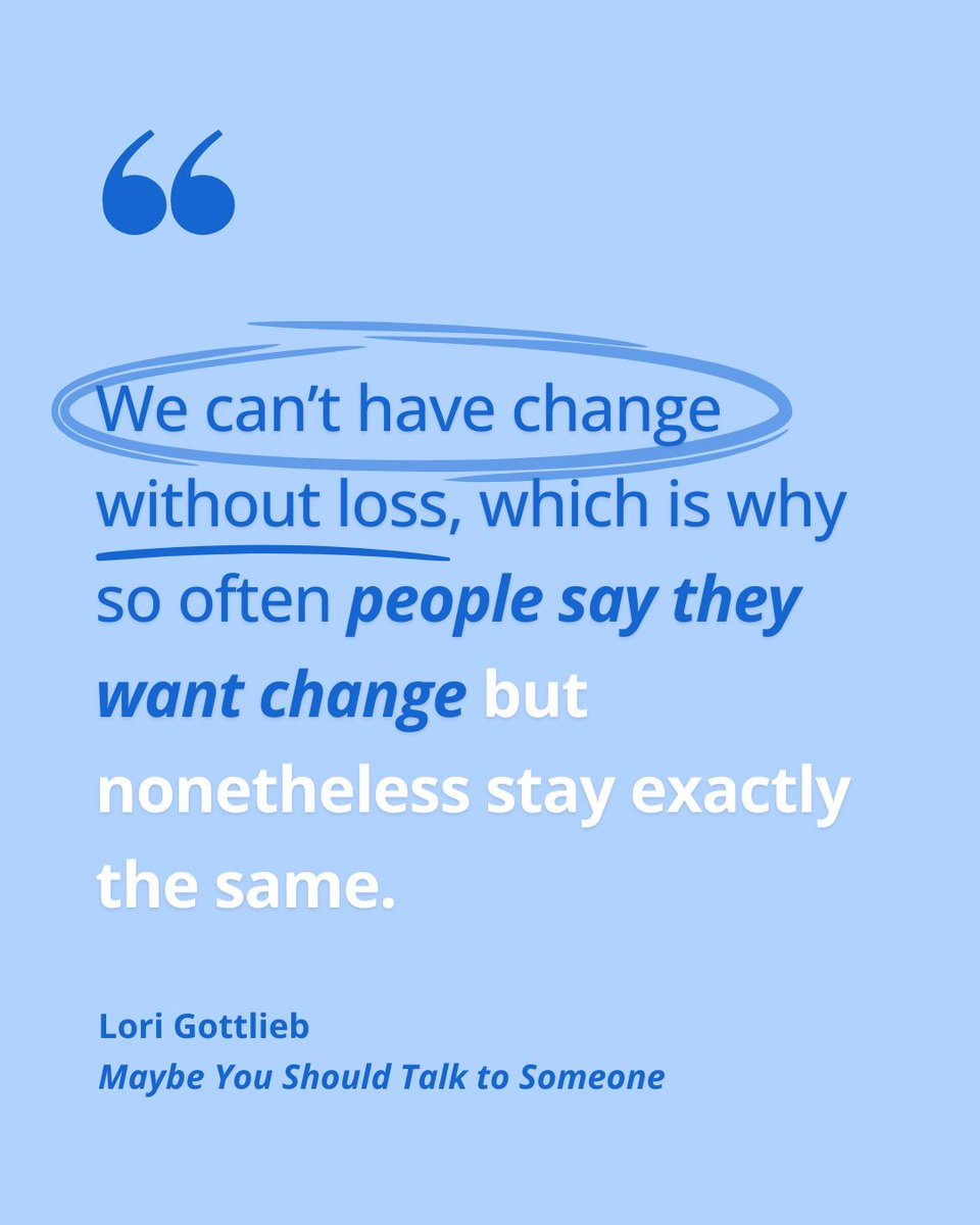 LoriGottlieb1's tweet image. Something I see often in therapy: People say they *want* change, but they stay on their current path.

We want to take action — to leave the job, set the boundary, end the relationship, start something new.

But then we freeze, delay responding, or just talk ourselves out of the…