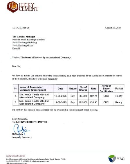 When short of investments ideas, invest in Lucky Cement. (Not an advice, do your research).

Tabba group companies buying shares of their own companies at presumed historic High share prices. 

Valuation &amp; return potential depends on investment outlook. Pick quality management.