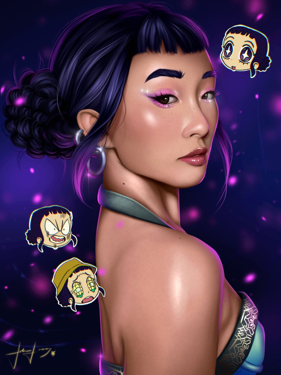byjohnjonny's tweet photo. cutest 막내 ZOE 😜, drawn as her actor @jiyoung_ie

#digitalpainting #painting #drawing #artist #fanart #procreate #DEMONHUNTERS #KPOPDEMONHUNTERS #kpopdemonhuntersfanart https://t.co/WYuP5CtiSC