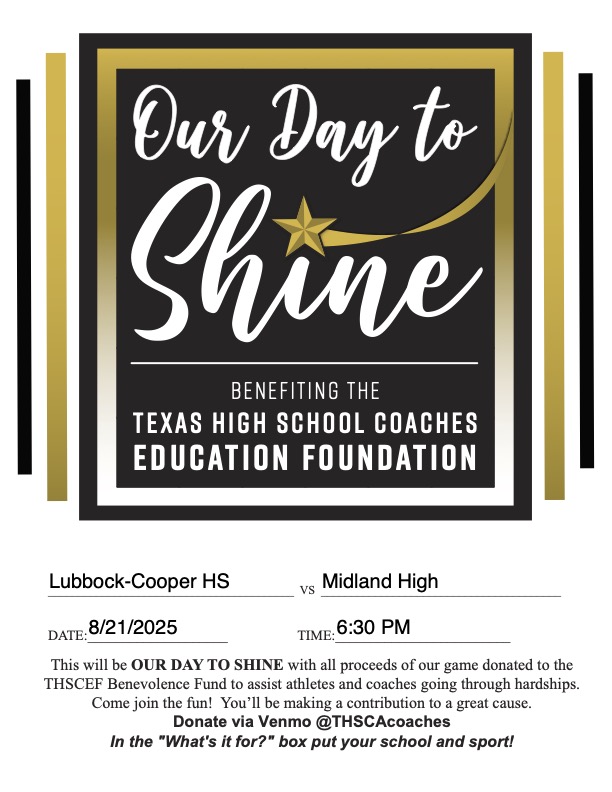 FootballLCP's tweet image. Tomorrow's scrimmage vs. Midland High will be "Our Day to Shine."  Come on out and watch some competitive football and support a great cause! @THSCAcoaches