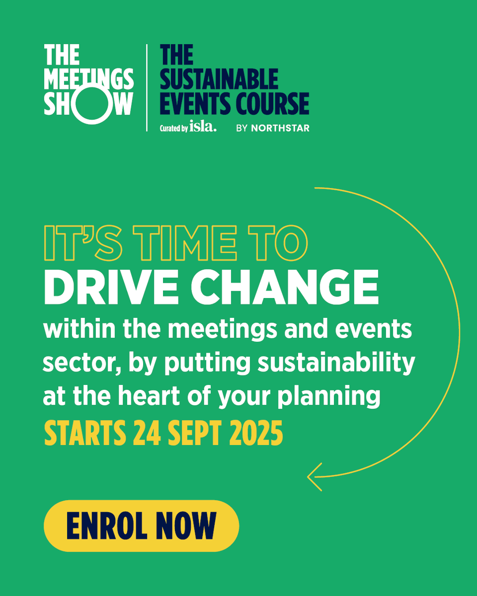 MeetingsShow's tweet photo. Missed the last intake? Don’t worry - the next Sustainable Events Courses kick off on 24 September! 🌱

In partnership with isla, we’ve created two courses to help you level up your sustainability skills:

Enrol now: https://t.co/zO1GsGQvpe https://t.co/mkAeLRbwwF