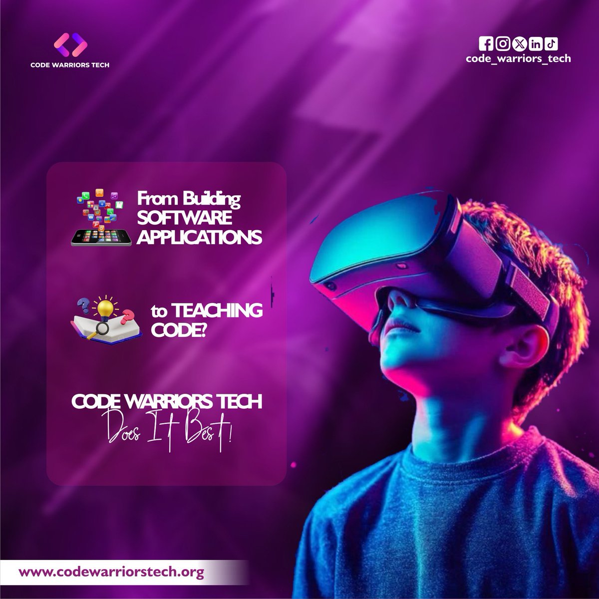 codewarriors02's tweet image. From building Software Applications to Teaching Code,
We offer top notch services and always deliver value.  

Send us a DM or email codewarriorstech@gmail.com and let&apos;s do the building.

#CodeWarriorsTech #Softwardevelopment #Tech