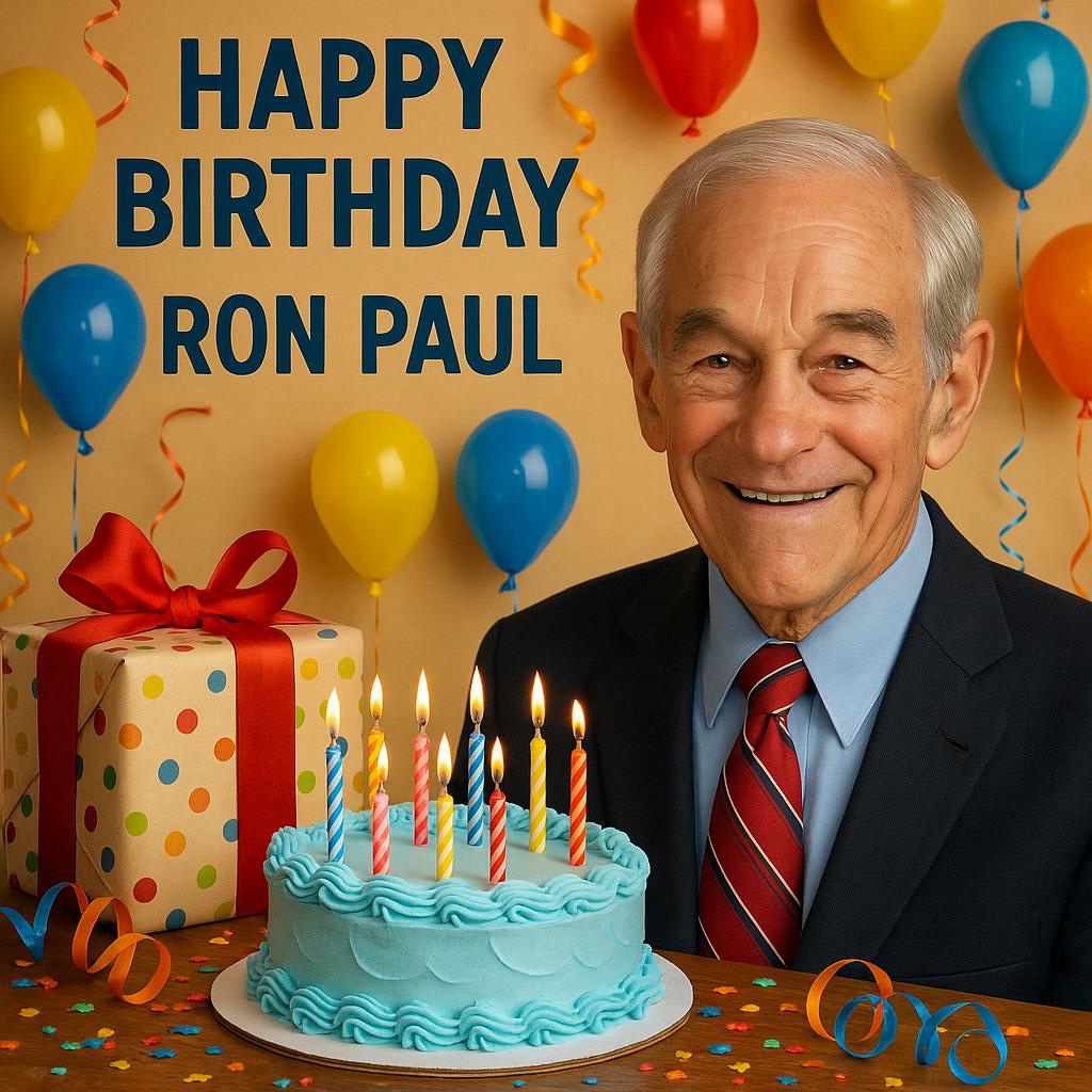 Happy 90th Birthday to the great <a href="/RonPaul/">Ron Paul</a>  🥳🎉🎊 

Thank you for standing up for Liberty and inspiring a movement.