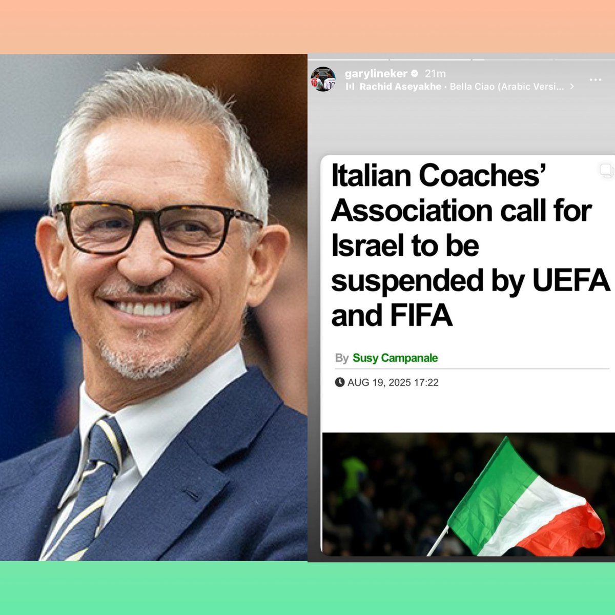 Gary Lineker continues endorsing calls to ban Israel from international football competitions.

We’ve rightly called out sporting bodies like FIFA and UEFA, but the truth is the silence from most member associations has been utterly disgraceful.