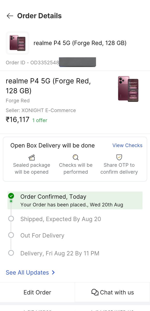 LoserAnant's tweet image. Successfully ordered realme P4 in early bird sale.

#realmeP45G #realmeP4