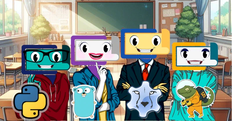 Curso de programación con Chip, Violeta, Proh y Hexa... ya sabes, para aprender Python, Go, Pascal y/o Zig