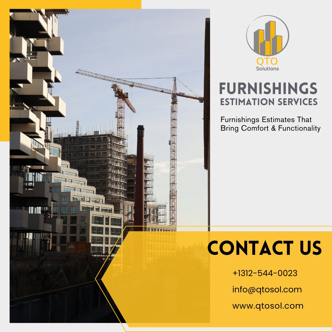 QtoSol's tweet image. Visit our website: qtosol.com Contact Us: +1312-544-0023 | info@qtosol.com

QTO Solutions provides precise estimates for Division 12 furnishings, including furniture, casework, window treatments, and seating.
#qtosolutions #ConstructionEstimating #AccurateEstimating