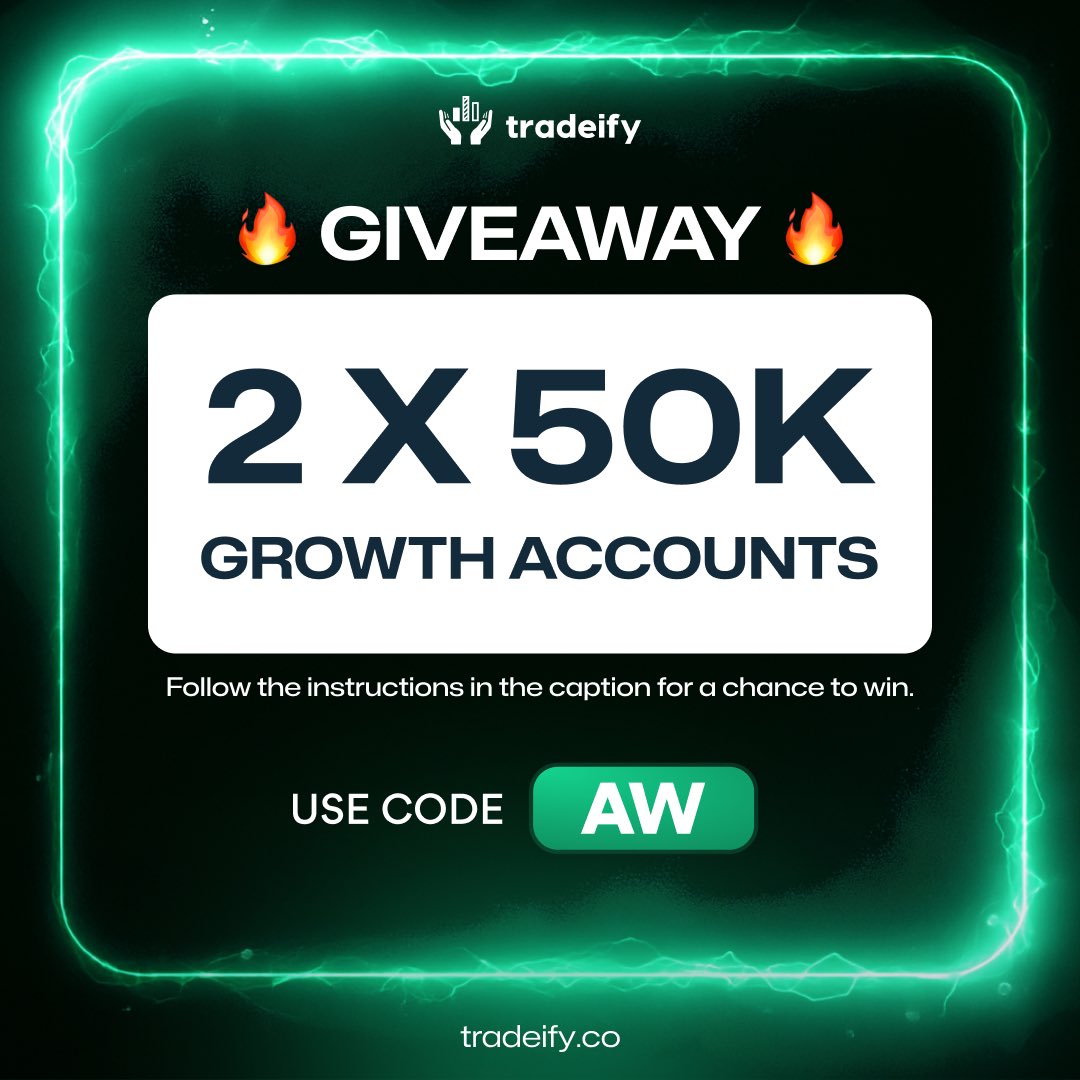🚨 GIVEAWAY TIME 🚨

I’m giving away TWO $50K Growth Accounts with Tradeify 🎉

To enter:

1. Follow <a href="/aw_trades_/">AW Trades</a> 
2. Like + RT this post
3. Comment the best piece of advice for someone getting started in their trading career (let’s help everyone out)

Winners announced Aug 31 👀