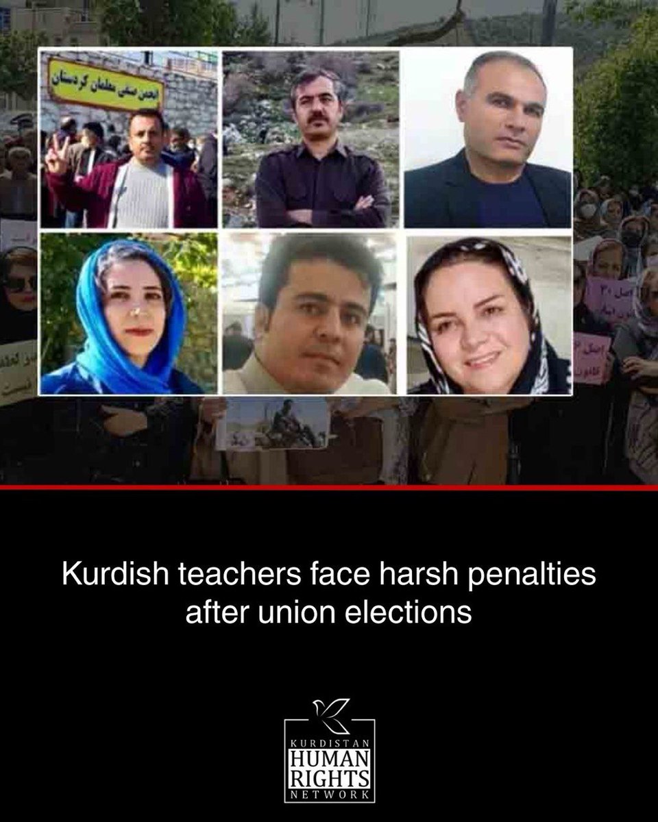 Ministry of Education has upheld or intensified punishments against 13 Kurdish teachers following union elections, imposing forced retirement, dismissal, exile and permanent bans from service.

🔗kurdistanhumanrights.org/en/news/2025/0…