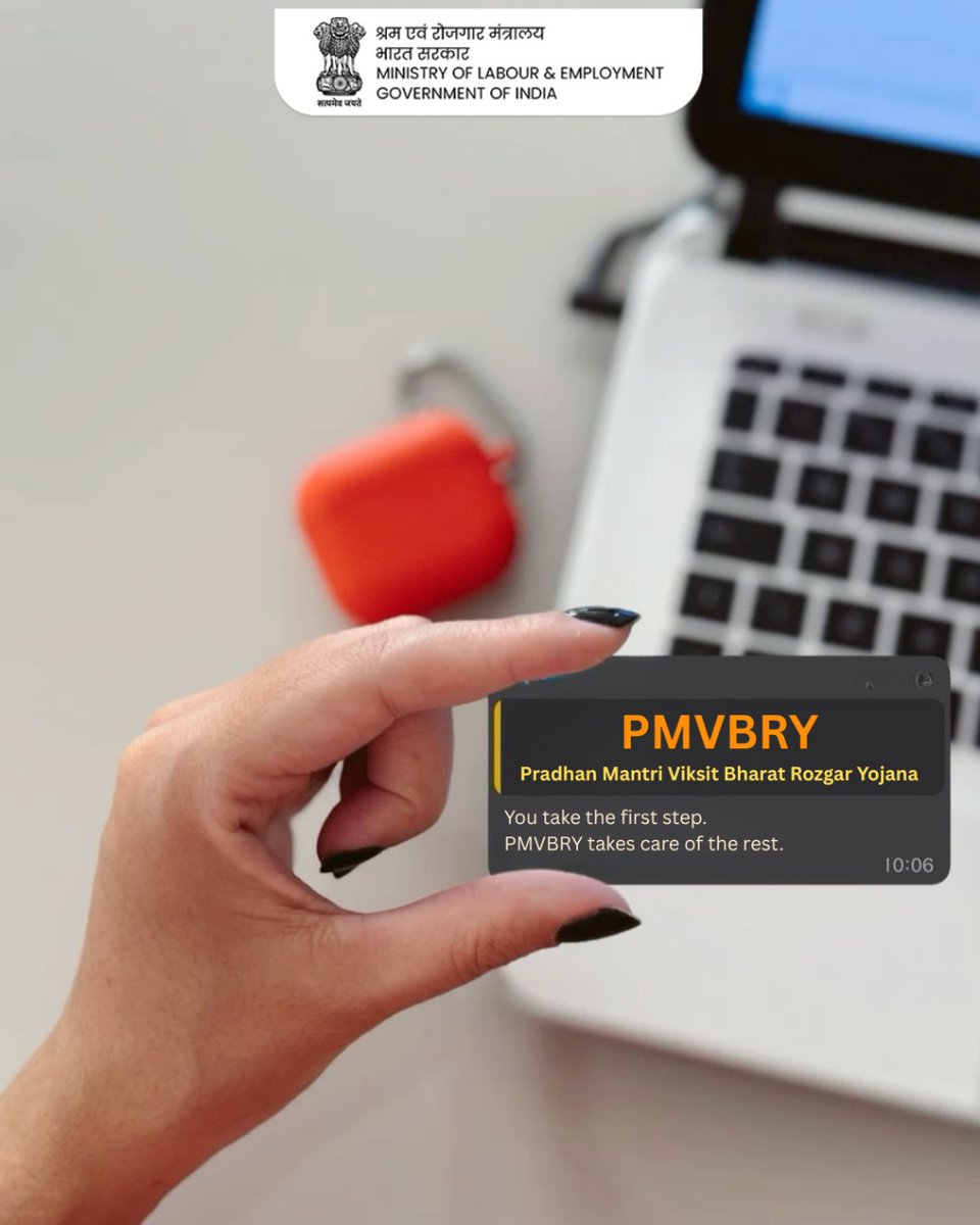 Your First Step to a Developed India Starts Here!
💼 Pradhan Mantri Viksit Bharat Rozgar Yojana (PMVBRY) is a visionary initiative of the Government of India to boost employment generation, support employers, and empower youth across the country. (1/3)