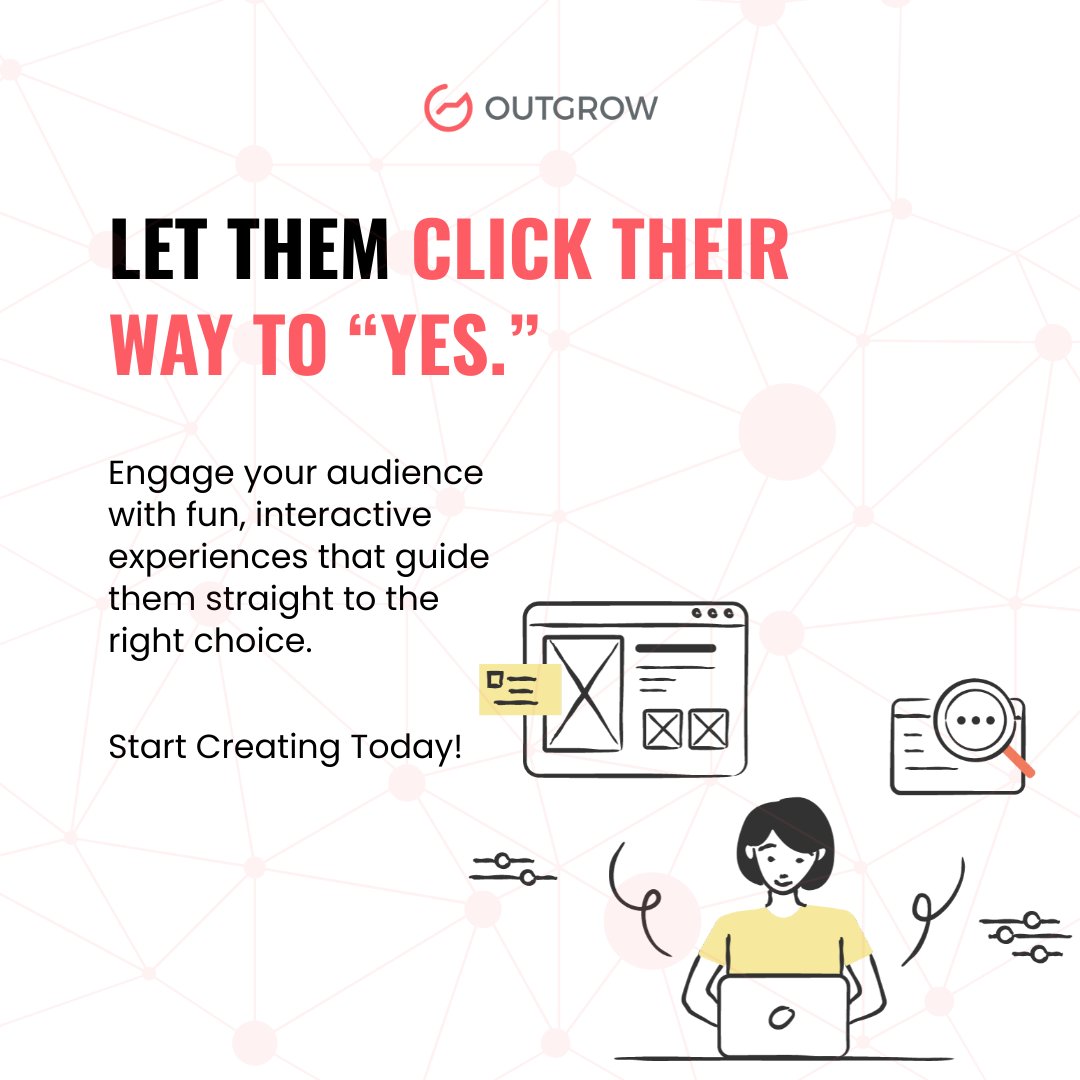 OutgrowCo's tweet image. ✨ Let Them Click Their Way to “Yes.”
Engage your audience with fun, interactive experiences that guide them straight to the right choice.
🚀 Start Creating Today! Link in comments.
#Outgrow #InteractiveContent #LeadGeneration #DigitalMarketing #SmartMarketing #QuizBuilder