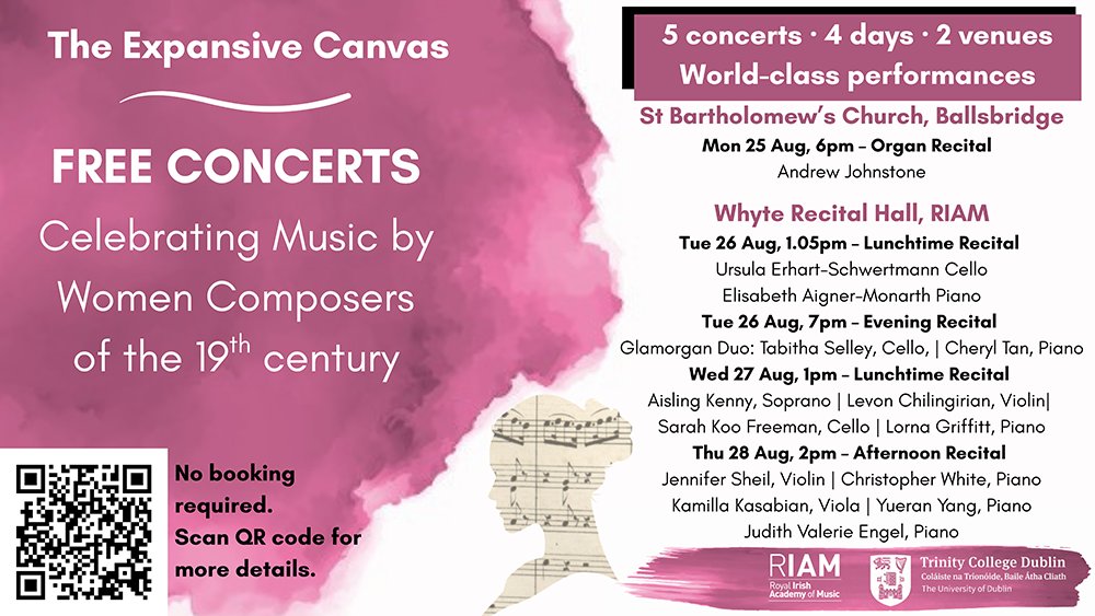 Trinity Long Room Hub (@tlrhub) on Twitter photo ✨ The Expansive Canvas | 25–28 August 2025
Explore the legacy of 19th-century women composers with the <a href="/tcddublin/">Trinity College Dublin</a> Department of Music & <a href="/RIAMDublin/">RIAMDublin</a>.
Learn more here: tcd.ie/trinitylongroo… ✨ The Expansive Canvas | 25–28 August 2025
Explore the legacy of 19th-century women composers with the <a href="/tcddublin/">Trinity College Dublin</a> Department of Music & <a href="/RIAMDublin/">RIAMDublin</a>.
Learn more here: tcd.ie/trinitylongroo…