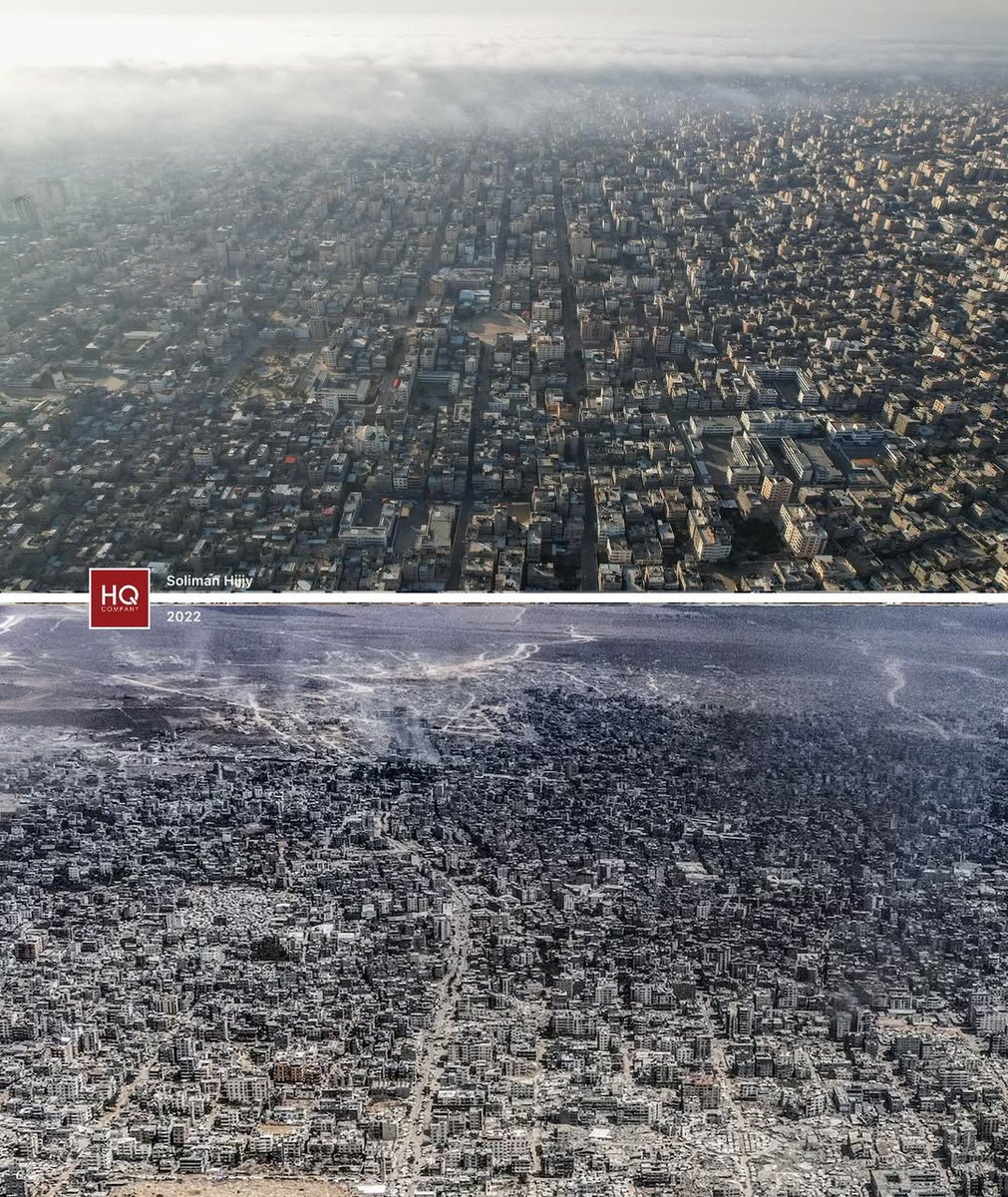 Gaza City before and after. #GazaGenocide, image size:1011x1200