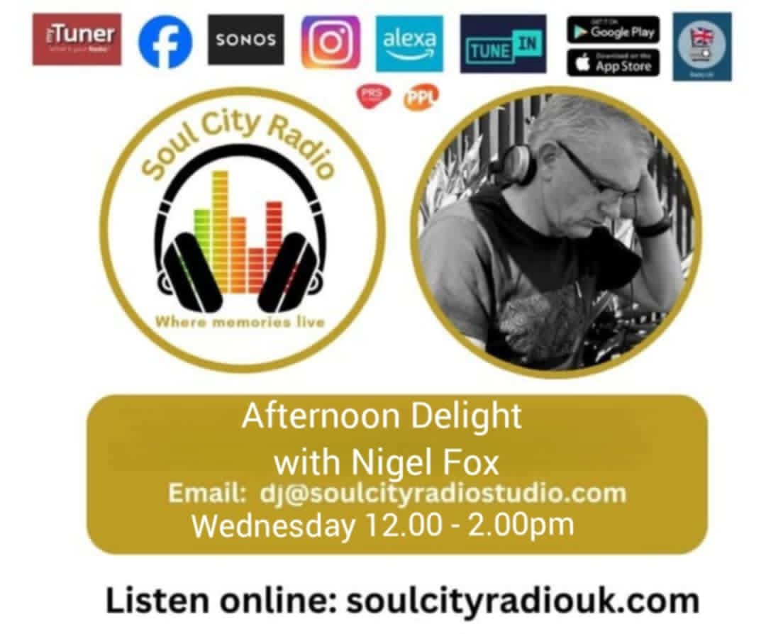 Back on the radio today from midday for some Afternoon Delight on Soul City Radio