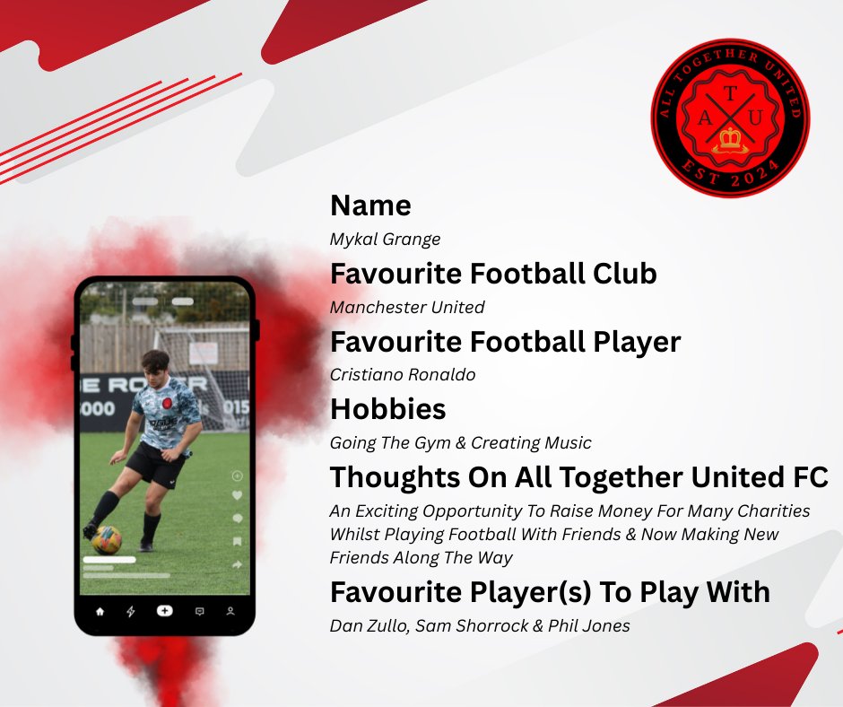 ATU_FC's tweet image. Meet Our Player's

First Up Is Our Captain Mykal Grange 

Mykal Is Available For Sponsorship - £25 For 12 Months.

Please Contact Us Regarding Sponsorship Details @ alltogetherunitedfc@gmail.com

All Raised Money Will Be Donated To Our Chosen Charity @HelpforHeroes

🙏❤️