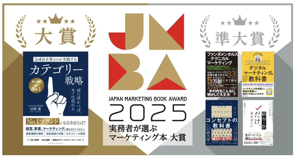Taoka Ryo | suswork CEO (@ryotaoka12) on Twitter photo マーケティング本大賞2025、大賞に「カテゴリー戦略」が選ばれました!本書で対談いただいた小笠原さん( <a href="/SapphireUkyo/">小笠原羽恭 | Sales Marker CEO (セールスマーカー)</a> )、大川さん、島川さん、そして推薦いただいた飯高さん(<a href="/yutaiitaka/">いいたかゆうた|GiftX,inc |</a>)、関わっていただいたすべての方に心から感謝です🙏 マーケティング本大賞2025、大賞に「カテゴリー戦略」が選ばれました!本書で対談いただいた小笠原さん( <a href="/SapphireUkyo/">小笠原羽恭 | Sales Marker CEO (セールスマーカー)</a> )、大川さん、島川さん、そして推薦いただいた飯高さん(<a href="/yutaiitaka/">いいたかゆうた|GiftX,inc |</a>)、関わっていただいたすべての方に心から感謝です🙏