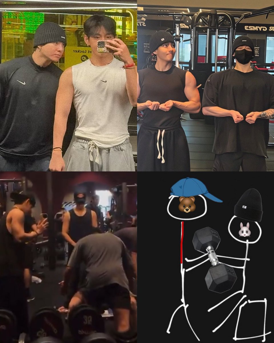 jungkovtae's tweet photo. OHMYGOD TAEKOOK IN GYM THEY'RE SO BOYFRIEND !! https://t.co/D0bzqoKsPt