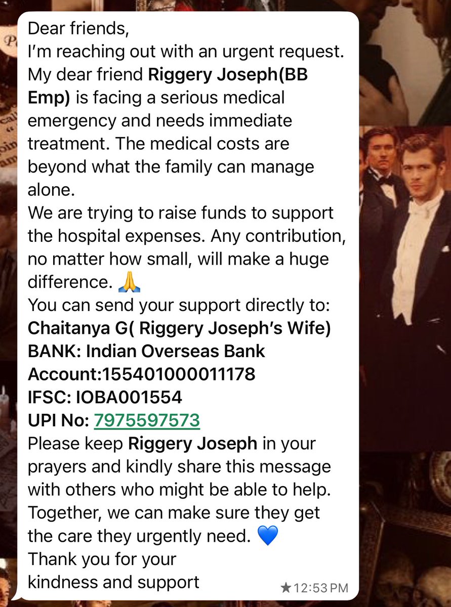 Kindly request to share max and to help on the same it means a lot! 

Chaitanya G( Riggery Joseph’s Wife)*
*BANK: Indian Overseas Bank*
*Account:155401000011178*
*IFSC: IOBA001554*
*UPI No: 7975597573*

<a href="/gvprakash/">G.V.Prakash Kumar</a> <a href="/dhanushkraja/">Dhanush</a> <a href="/wunderbarfilms/">Wunderbar Films</a> <a href="/B_RAJA_/">RAJA B RAJA</a> <a href="/theSreyas/">Sreyas</a> <a href="/SonuSood/">sonu sood</a> 🙏🏻