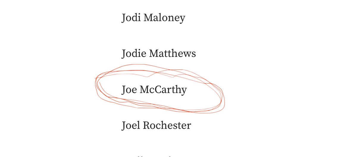 This is one of the few names I recognise on that Polari letter, because that's the name I used to sign it. I knew none of the organisers would realise who Joe McCarthy was, or appreciate the irony. We are living through a similar era of persecution and blacklisting.