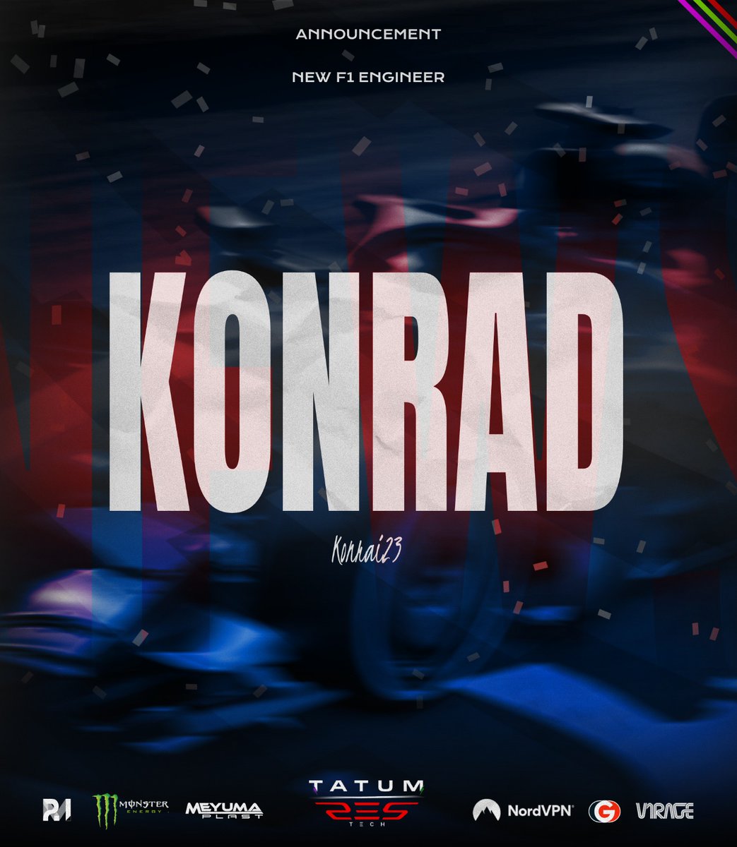 💜💚 Please welcome Konrad (<a href="/konrai23/">Konrai23</a>) to Tatum Res-Tech! 💚💜
19 years old, proud 🇵🇱 Polish, known in-game as konrai23.

“Never Ever Give Up!” 💪
Let’s go, Konrad — the grind starts now. 🚀

#TRTFamily #F125 #SimRacing #NewSigning