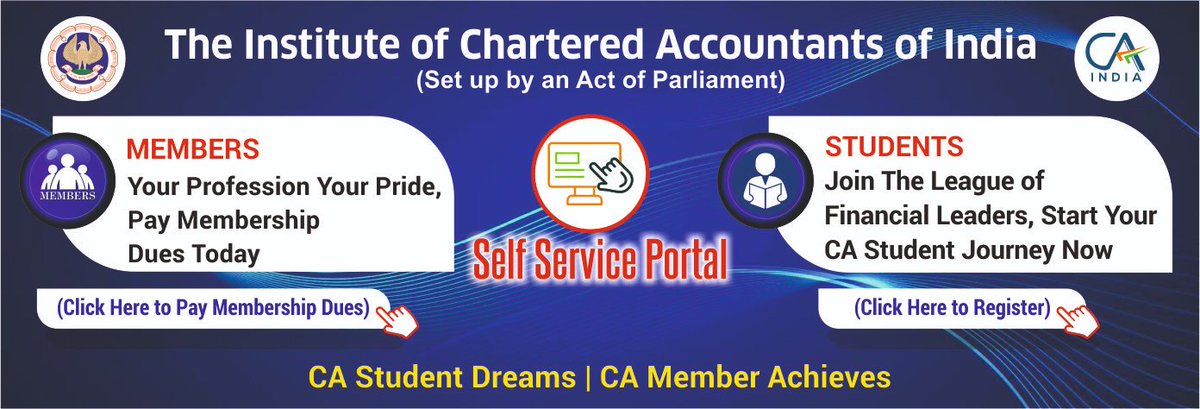 Your Profession Your pride, Pay Membership Dues Today at eservices.icai.org