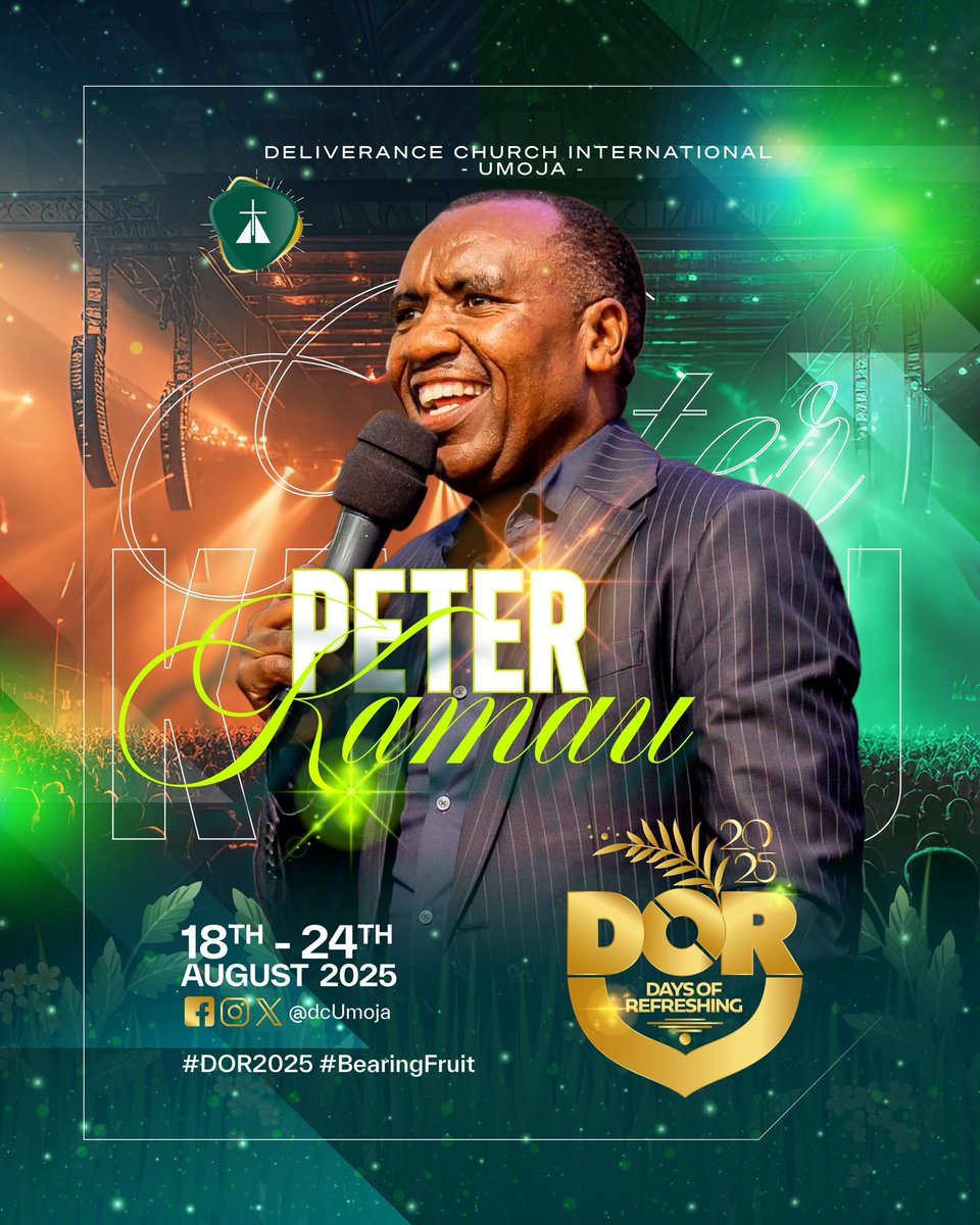#DOR2025 Day 3 Morning session with Pst. Peter Kamau 
Watch live on Facebook facebook.com/share/v/1Hr6GA… 
YouTube youtube.com/live/V7_Wu_G_I…
Website dcumoja.org/livestream/
#BearFruit