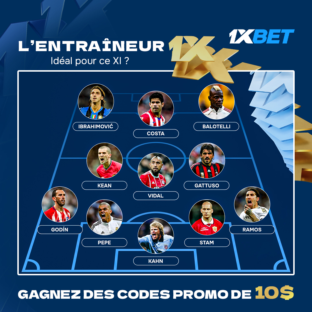 CONCOURS 🎁

Répondez à cette question: quel est l'entraineur idéal pour cette équipe et gagnez 10 $ 

Règles : 

✅ Vous ne pouvez répondre qu'avec un seul commentaire
✅ Le participant doit être abonné à 
<a href="/1xBet_Francais/">1xBet Français</a>

Nous choisirons au hasard 5️⃣ gagnants d'un code promo de