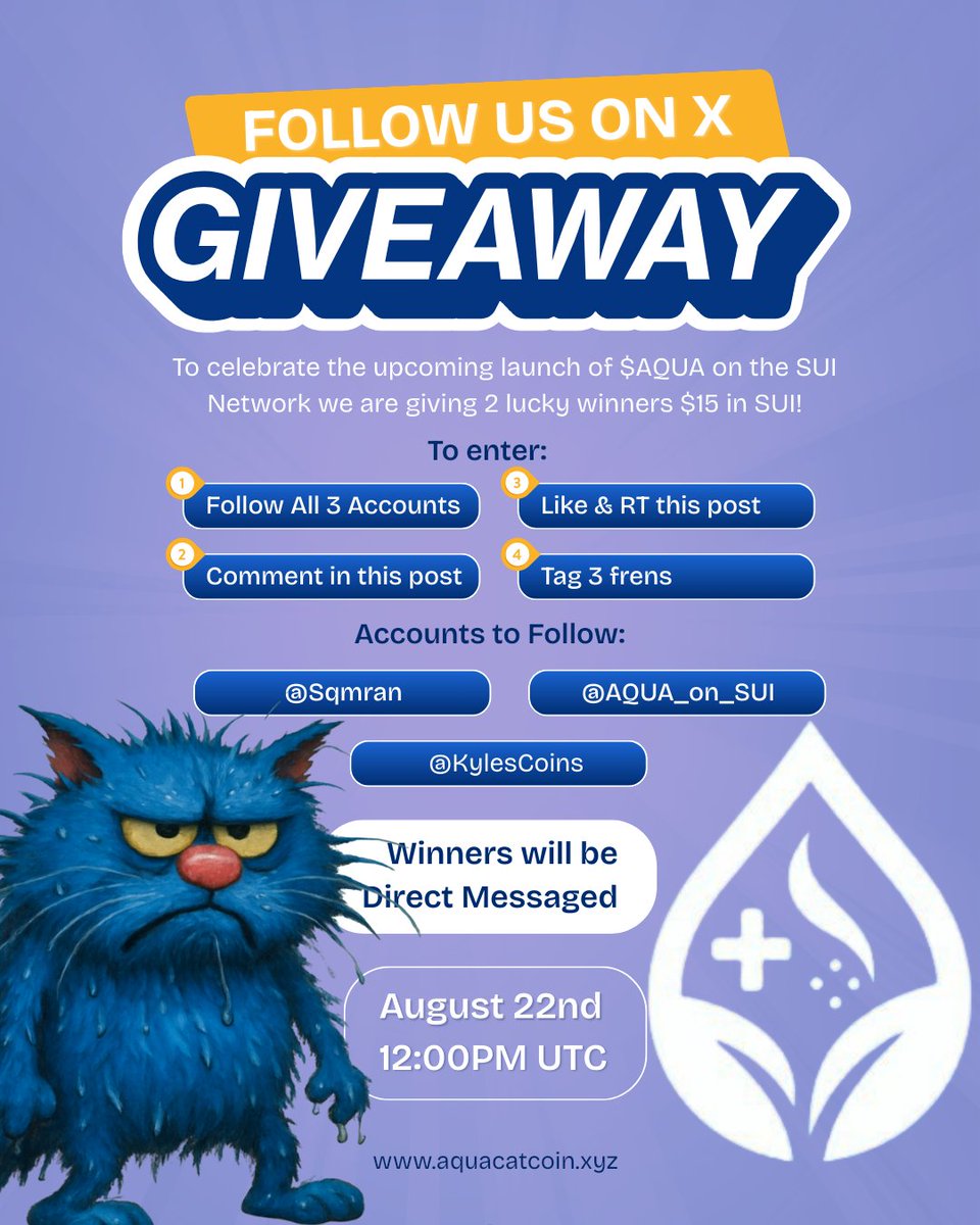 Sqmran.eGLD #AINexus 🎮 (@sqmran) on Twitter photo 🚀 $30 Giveaway 🚀
To celebrate the launch window of $AQUA! 🎉
🏆 Prize: $30 in SUI or USDC
✅ How to enter:
🤜 Like + RT
🤜 Follow <a href="/AQUA_on_SUI/">$AQUA</a> , <a href="/KylesCoins/">KylesCoins.Sui</a> & <a href="/Sqmran/">Sqmran.Sui💧🎮🔋</a>
🤜 Tag 3 friends in the comments
⏳ Duration: 48 Hours
Good luck everyone!
#SUI #giveaway #SuiNetwork 🚀 $30 Giveaway 🚀
To celebrate the launch window of $AQUA! 🎉
🏆 Prize: $30 in SUI or USDC
✅ How to enter:
🤜 Like + RT
🤜 Follow <a href="/AQUA_on_SUI/">$AQUA</a> , <a href="/KylesCoins/">KylesCoins.Sui</a> & <a href="/Sqmran/">Sqmran.Sui💧🎮🔋</a>
🤜 Tag 3 friends in the comments
⏳ Duration: 48 Hours
Good luck everyone!
#SUI #giveaway #SuiNetwork