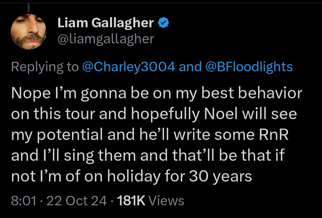 Arianwyn7's tweet photo. "I'd forgotten how funny he was" 💔
I loved Noel's last interview. His legs "turned into jelly" the first night in Cardiff.  Listening to him  praising his brother is heartwarming. Liam has really been on his "best behaviour" as he promised and Noel has seen "his potential". https://t.co/0WgkYjLxSz