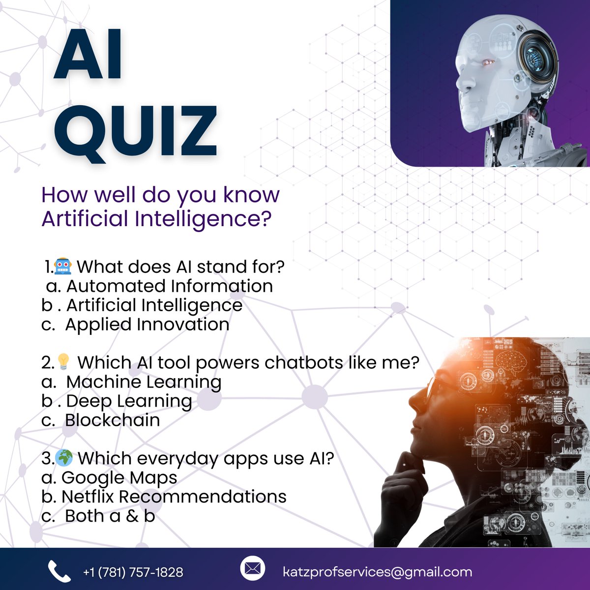 Drnoodeen's tweet image. 🤖 AI Quiz Time! 🚀 Think you know Artificial Intelligence? Test your knowledge &amp;amp; challenge your friends! 💡📱 #AIQuiz #ArtificialIntelligence #FutureOfTech #EdTech #LearningNeverStops #WorldHumanitarianDay #RealMadridOsasuna #spotify #DataAnalytics #summit #besevboom #crycum26