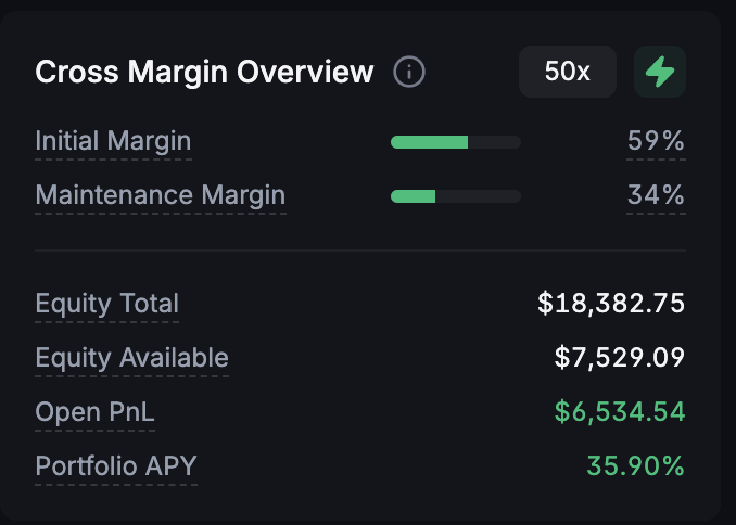 35.9% Portfolio APY를 표시하는 Backpack Exchange Cross Margin 개요