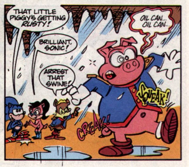 StH #2 (miniseries)|Apr ‘93| A: Shaw 89| W: Gallagher 88(🩷🖤🩵54) #88

Is that Hamlin Pig? 

-radrey

#sonally #rally4sally #SonicTheHedgehog  #SonicTheHedgehog  #sallyacorn