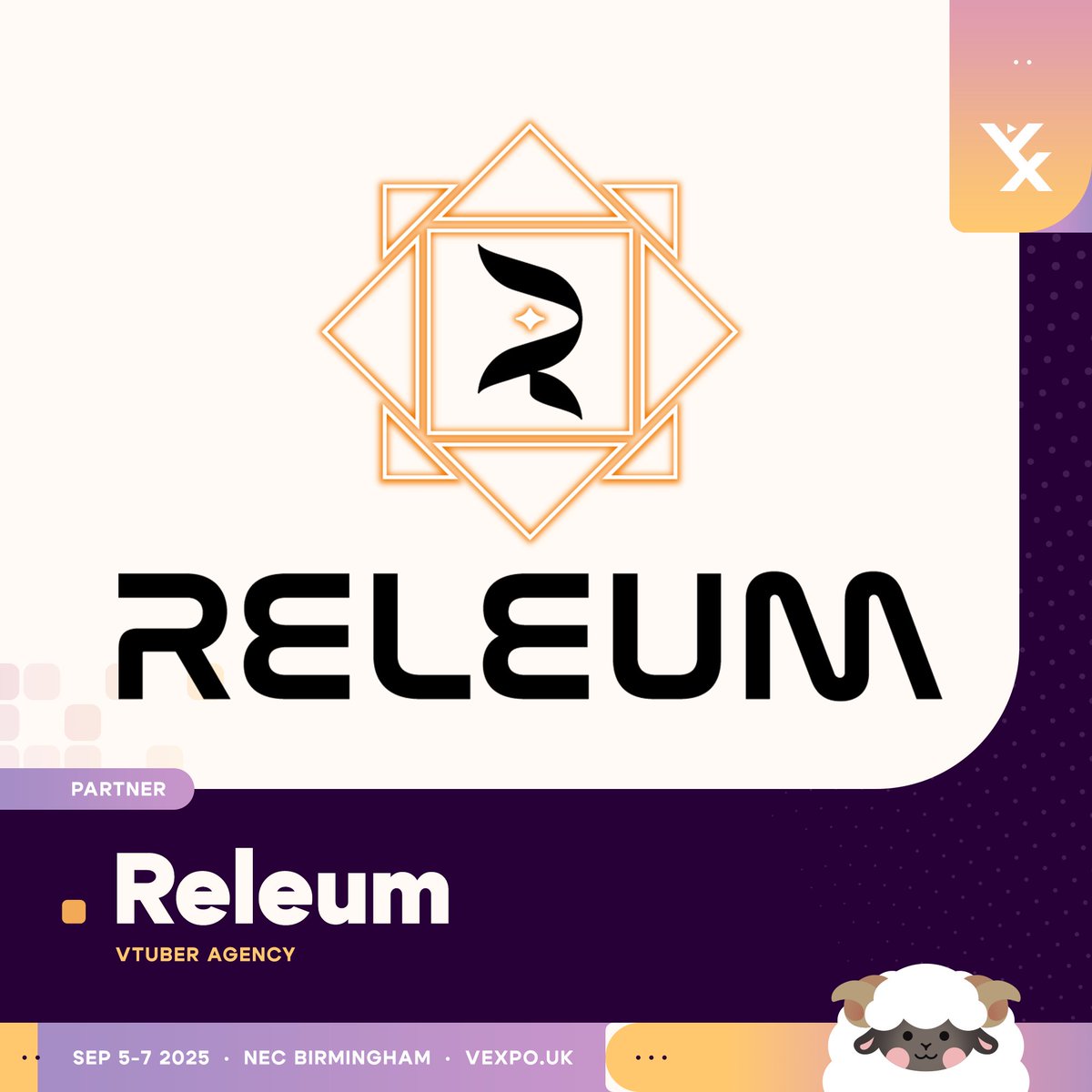 [Partner Announcement]
Explore the unrestricted 🌺🍏‼️

Releum (<a href="/ProjectReleum/">Releum</a>), entertainment agency and haven of VTubing's (allegedly) most-wanted cyber fugitives, storms into VeXpo 2025! 

Relight your love for content creation with Releum this September in Birmingham and stay