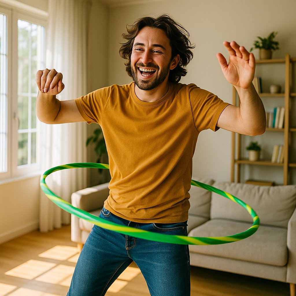 Hula-Hoop Revival! 10 Minuten Hula-Hoop verbrennen 100 Kalorien und trainieren deine Körpermitte. 🤸‍♀️ Es macht Spaß, ist gelenkschonend und weckt das Kind in dir. Wissenschaft bestätigt: Spielerische Bewegung motiviert länger als klassisches Training!