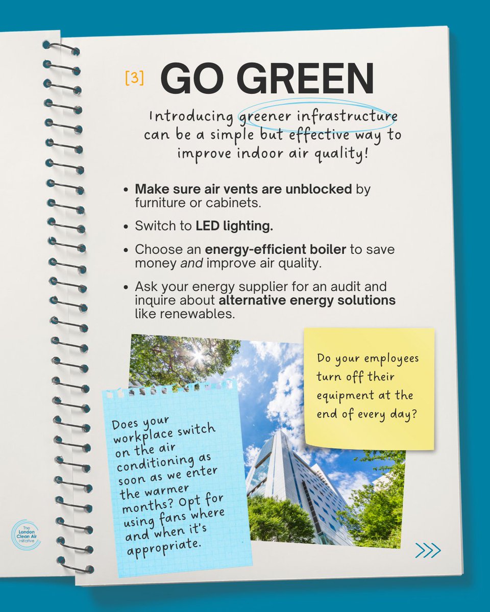 Cleaner air at work = easier than you think. 🌬

This 5-step plan is full of simple swaps anyone can make in their workplace — starting today. 🚲♻️

👉 Swipe, save &amp; share with your team. Small steps = big impact.

#CleanAir #IndoorAirQuality #WorkplaceWellbeing