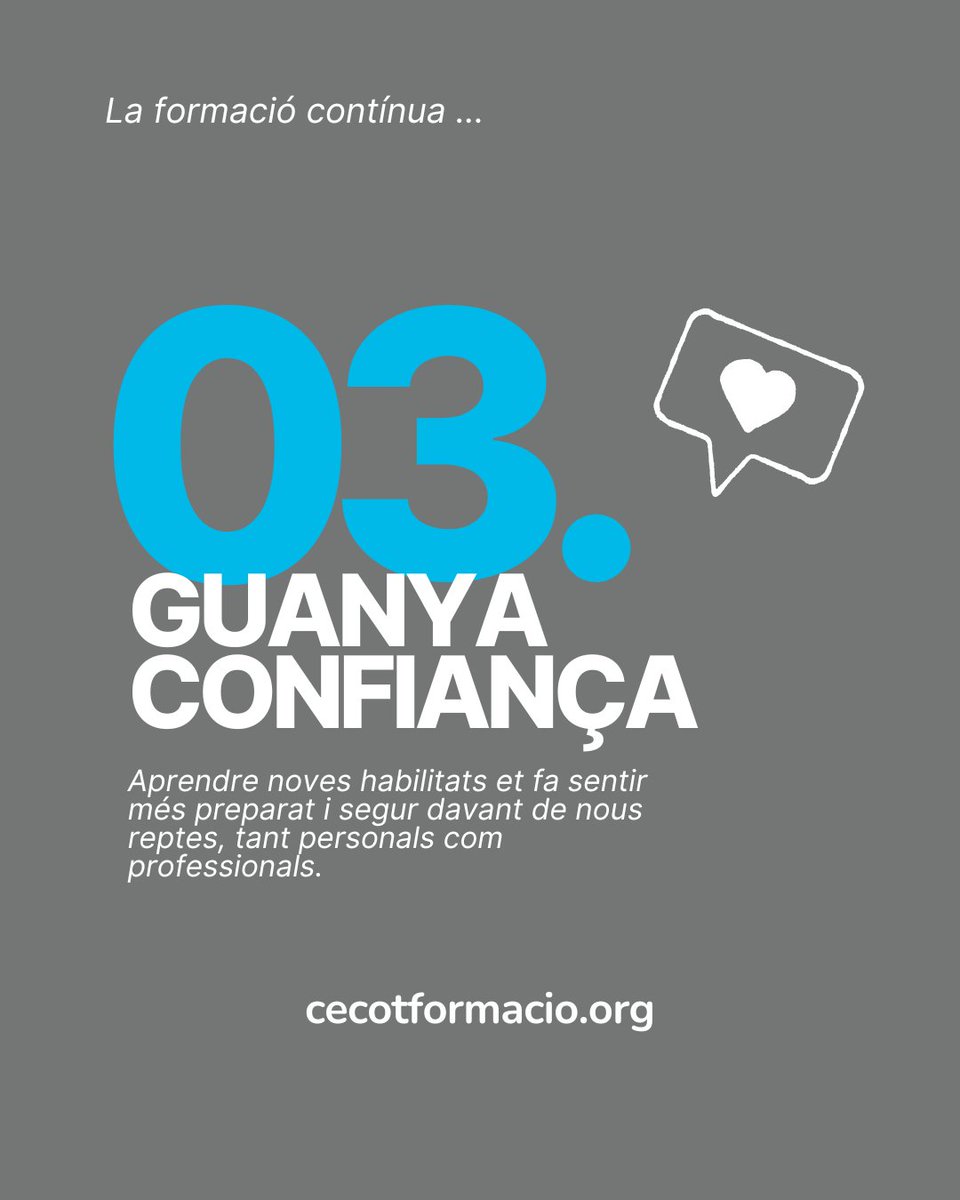 Cecot Formació (@cecotformacio) on Twitter photo Quan et sents preparat, et mous amb més seguretat. I això es nota.
La formació no només et dona coneixements, també et dona confiança per parlar, decidir i actuar amb criteri.
✅ Comença avui mateix a reforçar la teva seguretat personal i professional.
▶️ f.mtr.cool/pxonxlmhic Quan et sents preparat, et mous amb més seguretat. I això es nota.
La formació no només et dona coneixements, també et dona confiança per parlar, decidir i actuar amb criteri.
✅ Comença avui mateix a reforçar la teva seguretat personal i professional.
▶️ f.mtr.cool/pxonxlmhic