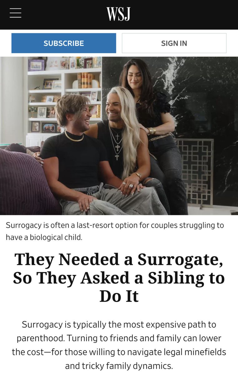 Genevieve Gluck (@womenreadwomen) on Twitter photo The <a href="/WSJ/">The Wall Street Journal</a> has run a glowing article about couples asking a sister to gestate their baby for them.
Why? Because it's prohibitively expensive to find a random, marginalized woman to exploit, sure, but there is far more demand for “surrogates” than there are women willing to go The <a href="/WSJ/">The Wall Street Journal</a> has run a glowing article about couples asking a sister to gestate their baby for them.
Why? Because it's prohibitively expensive to find a random, marginalized woman to exploit, sure, but there is far more demand for “surrogates” than there are women willing to go